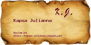 Kapsa Julianna névjegykártya